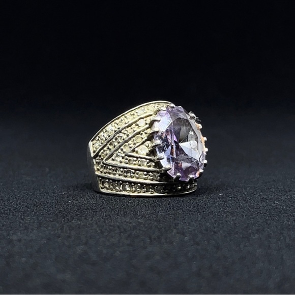 STERLING SILVER AMETHYST RING - Picture 2 of 4